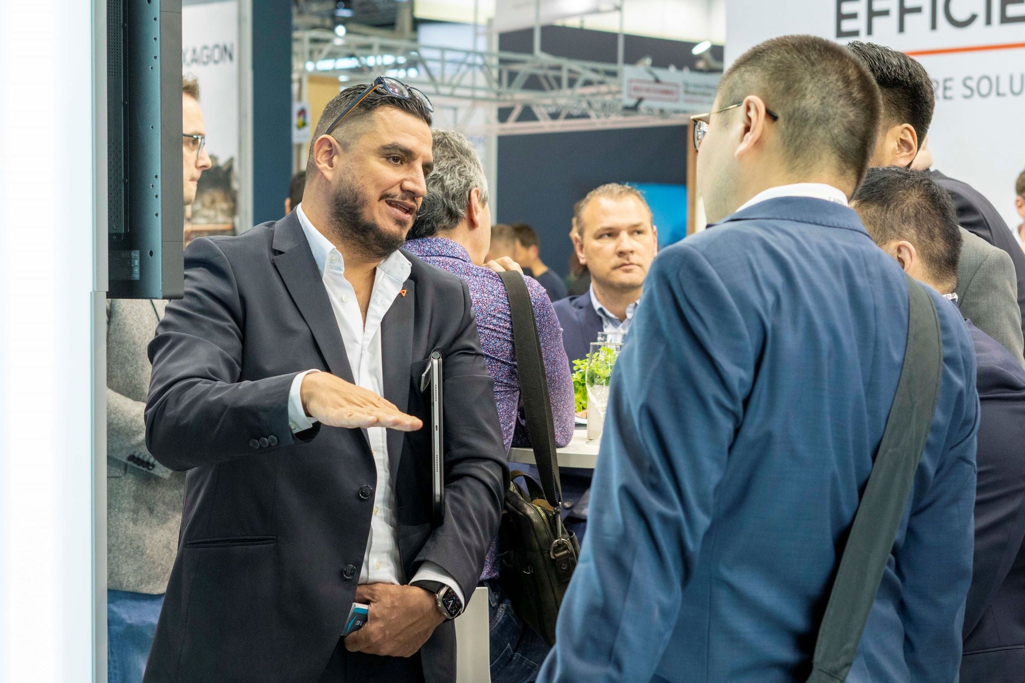 Interested visitors from over 60 nations visited the booth. Left in the picture: Umur Ahmet Duymaz, Vice President International Sales at Orgadata